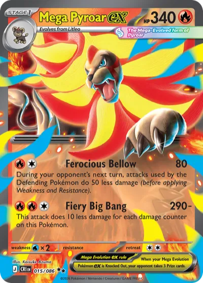 15 Mega Pyroar ex Chaos Rising 2026