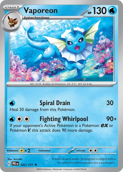22 Vaporeon Prismatic Evolutions 2025