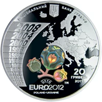 20 ₴ ЄВРО 2012 (срібло) Монети НБУ 2011 2011 20 ₴ ЄВРО 2012 (срібло) Монети НБУ 2011 2011